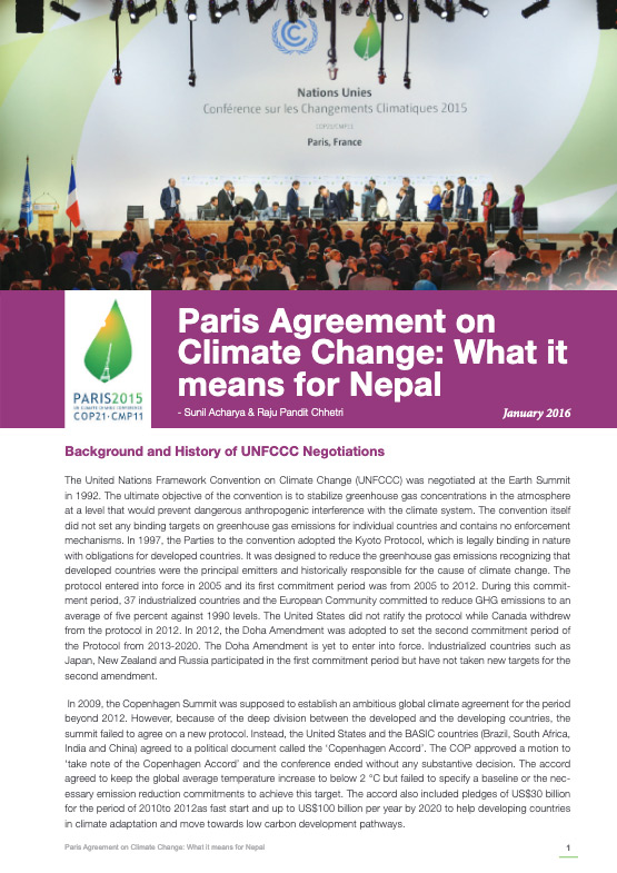 Paris Agreement on Climate Change: What it means for Nepal