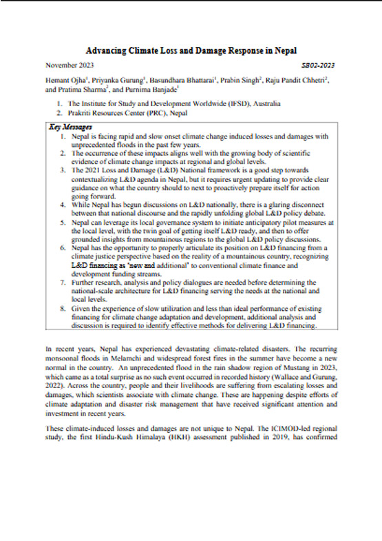 Advancing Climate Loss and Damage Response in Nepal