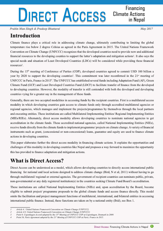 Direct Access: Financing Climate Actions in Nepal