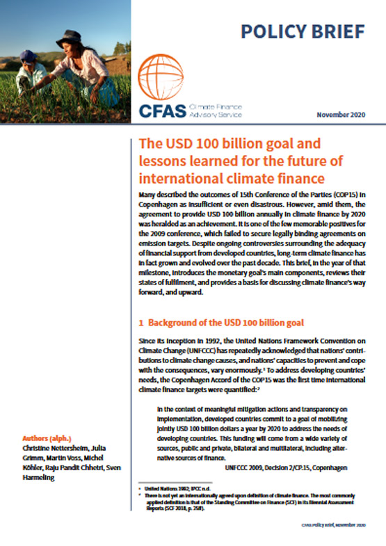 CFAS Policy Brief: Options for the post-2025 climate finance goal