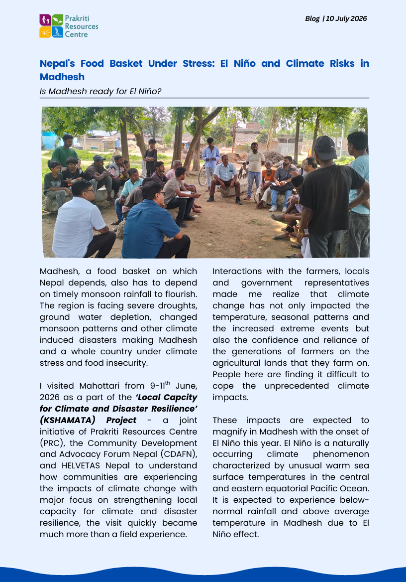 Nepal’s Food Basket under Stress: El Niño and Climate Risks in Madhesh